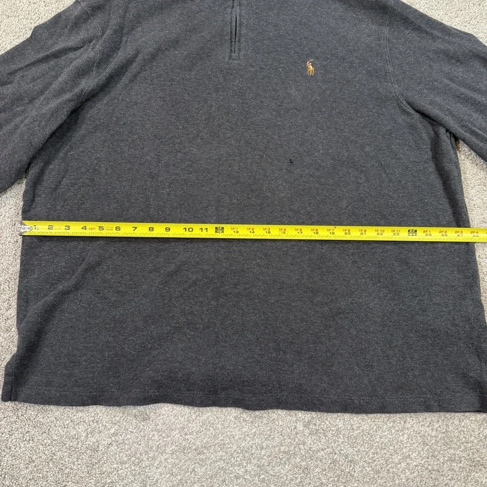 Polo Ralph Lauren Estate Rib 1/4 Zip Sweater XXL Dark Gray Flesh Pony Pullover - Picture 7 of 9